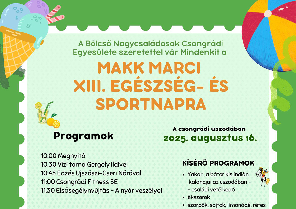 Makk Marci XIII. Egészség- és Sportnap a csongrádi fürdőben